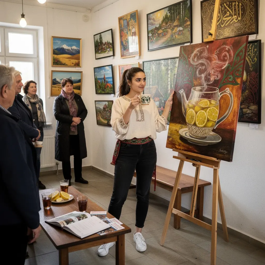 Jemenietiško citrino arbata, patiekiama puodelyje su šviežiomis citrinos skiltelėmis.